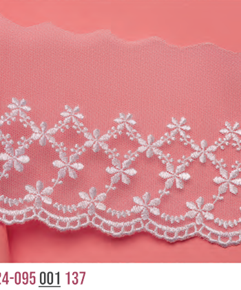 Bordado em tule BT024, 9,5cm x 13,7m  -Branco